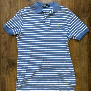 Ralph Lauren Blue and White Striped Polo Shirt